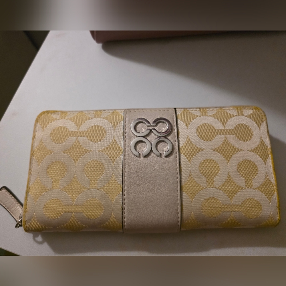 Coach Yellow and Cream Wallet